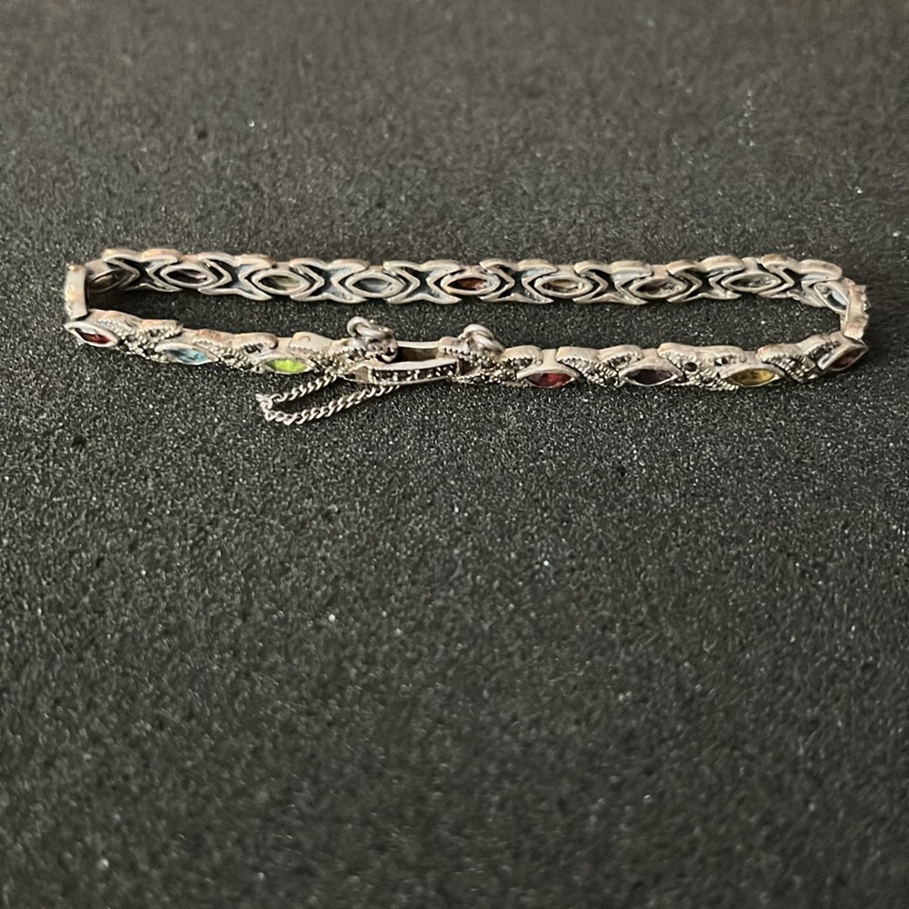*Vintage 925 multi gem 7” Bracelet - Picture 5 of 6
